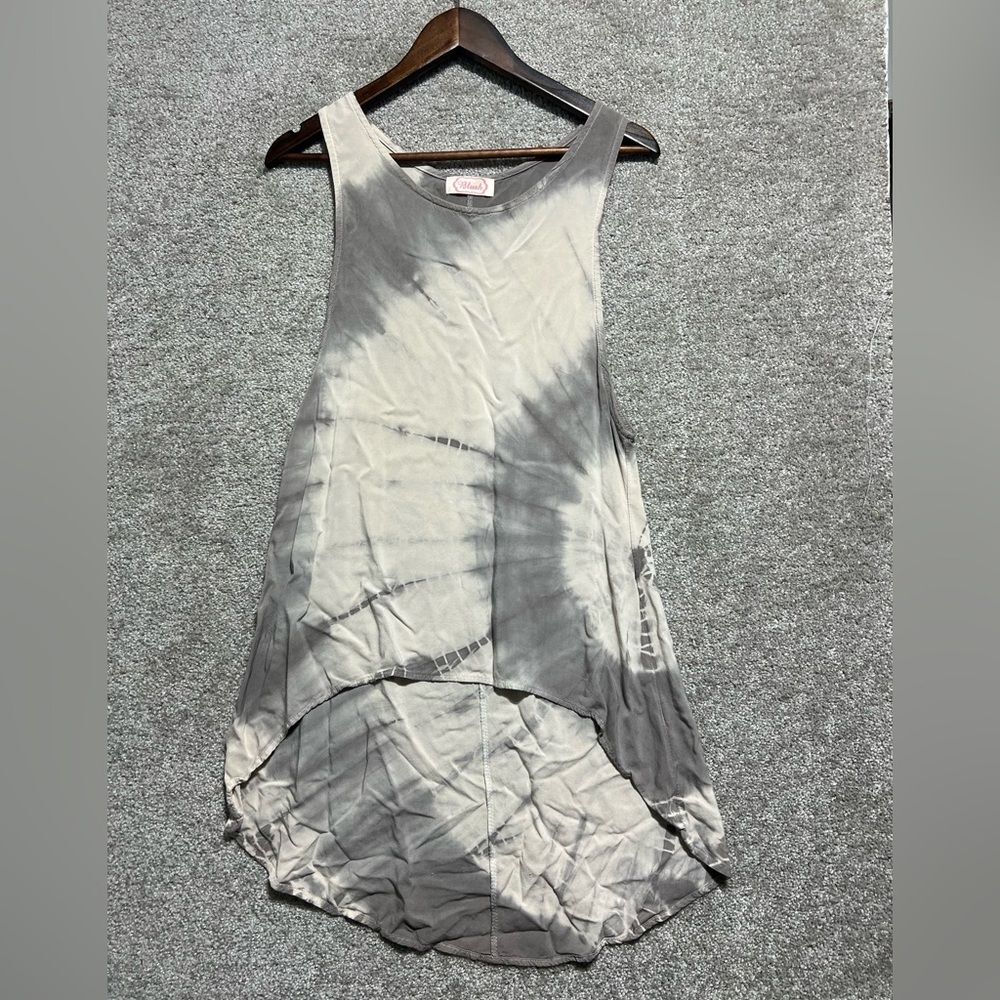 Blush Woman’s Grey High Low Tie Dye Tunic Top Size Large